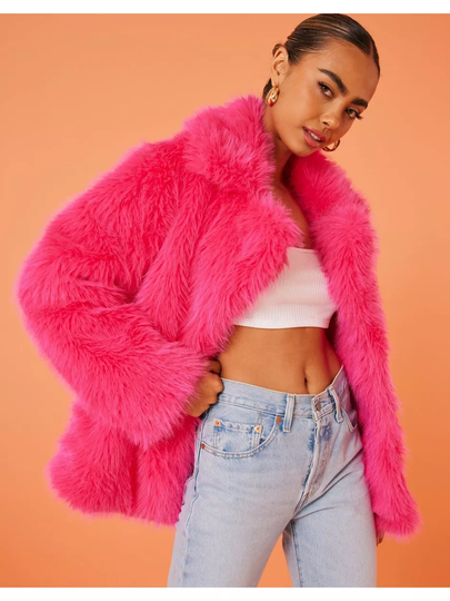 NLY Trend Wanted Fur Jacket Vaaleanpunainen