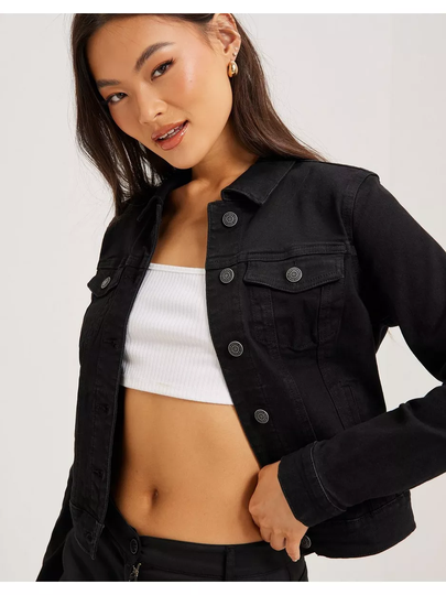 Vero Moda Vmhot Soya Ls Denim Jacket Mix Noos Musta