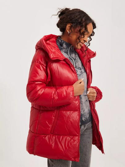 Only - Puffer-takit - Equestrian Red - Onlscarlett Hood Puffer Cc Otw - Takit