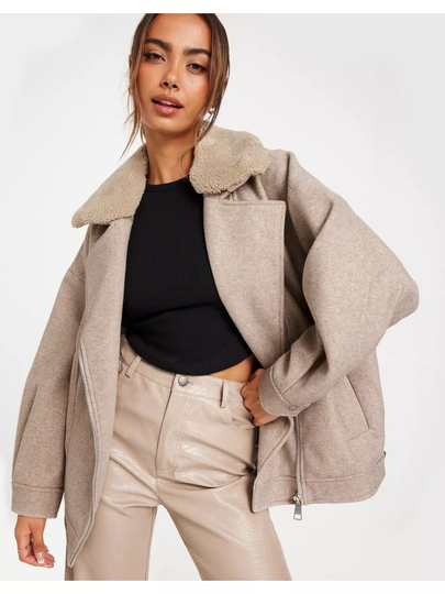Only Onlwembley L/S Oversize Biker Pnt Silver Mink Melange