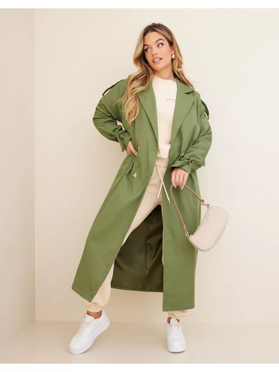 Missguided Oversized Trench Coat Khaki
