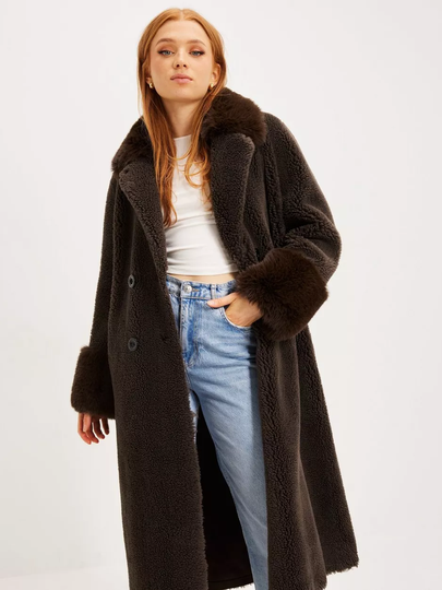 American Dreams - Pitkät takit - Chocolate Brown - Fiona Wool Coat Long - Takit - coats