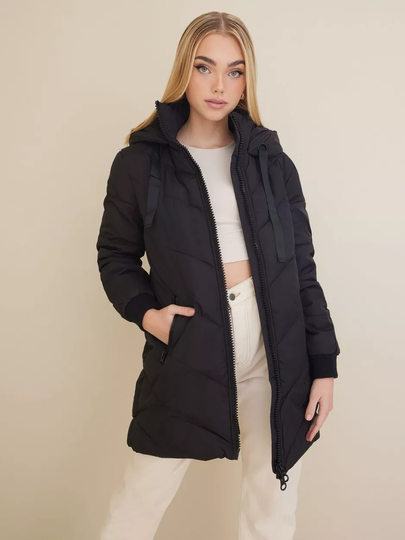 JdY - Puffer-takit - Black Black - Jdyskylar Padded Hood Jacket Otw No - Takit
