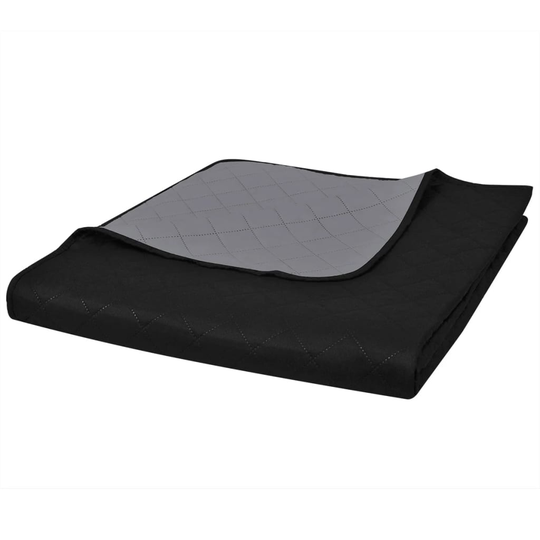 vidaXL 130885 Double-sided Quilted Bedspread Black/Grey 230 x 260 cm
