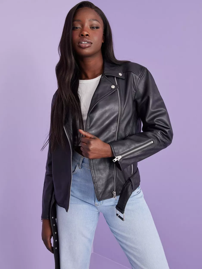 Jofama - Nahkatakit - Black - Tessa Belted Oversized Biker - Takit - leather Jackets