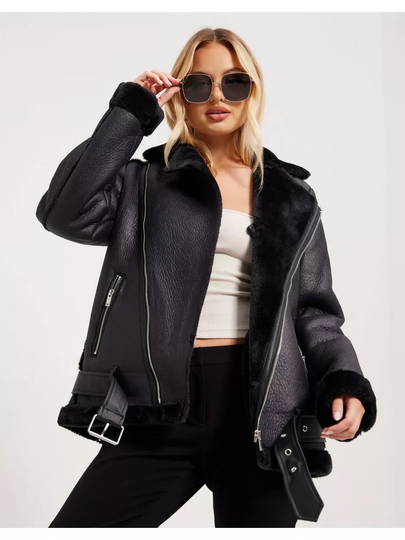 Pieces Pcdora Aviator Jacket Bf Musta