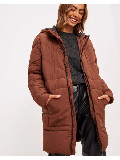 Noisy May Nmdalcon L/S Long Jacket Bg Noos Cappuccino Black Lining