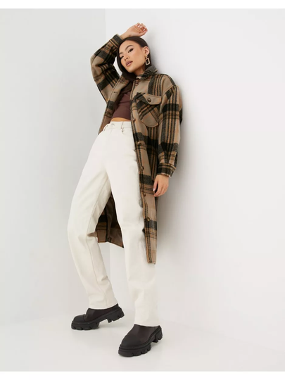 Pieces Pcfinola Long Overshirt Silver Mink Silver Min+Black+Muskmelon+O