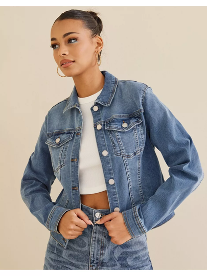 Vila Vineed It L/S Denim Jacket Mbd - No Medium Blue Denim