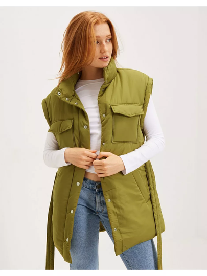 Only Onlgomez S/L Puffer Belt Vest Cc Pn Green Moss