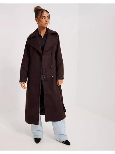 Y.A.S Yasdoria Long Wool Mix Coat S. Seal Brown