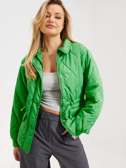 JdY - Syys- & Kevättakit - Kelly Green Striped Lining - Jdypacific Quilt Short Jacket Otw H - Takit