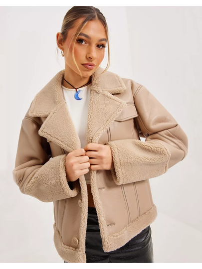 JJXX Jxrine Faux Sherling Jacket Oatmeal