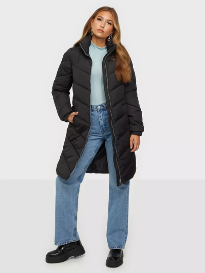 JdY - Talvitakit - Black Silver Zip - Jdynewfinno Long Padded Jacket Otw - Takit