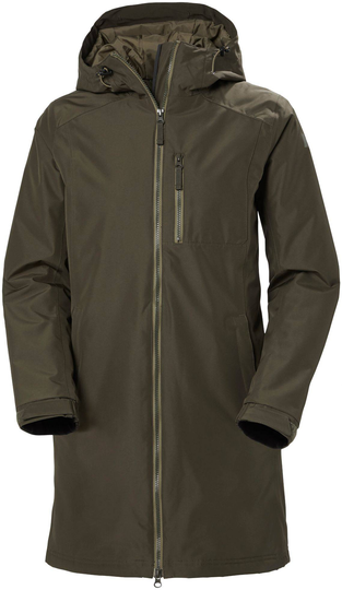 Women's Long Belfast Winter Jacket Tummanvihreä L