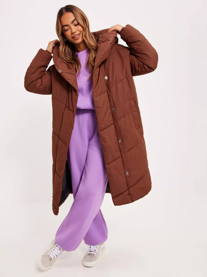 Noisy May - Puffer-takit - Cappuccino Black Lining - Nmtally L/S Long Jacket Noos - Takit