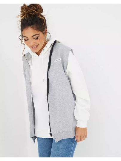 Public Desire Exposed Label Funnel Neck Gilet Grey Marl