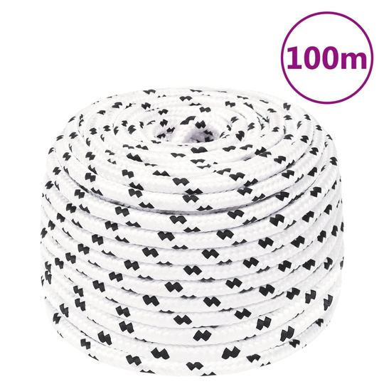 vidaXL Työköysi valkoinen 10 mm 100 m polyesteri