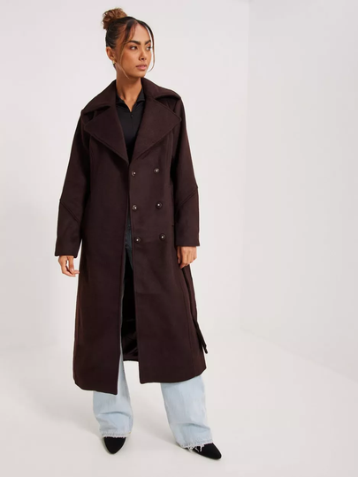 Y.A.S - Pitkät takit - Seal Brown - Yasdoria Long Wool Mix Coat S. - Takit - coats