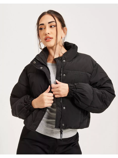 Sixth June Short Puffer W/ Sj Embroidery Black