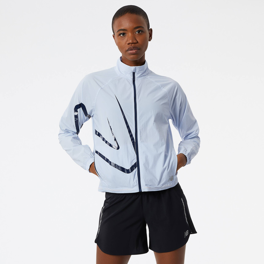 Women's Printed Impact Run Light Pack Jacket Vaaleanharmaa L