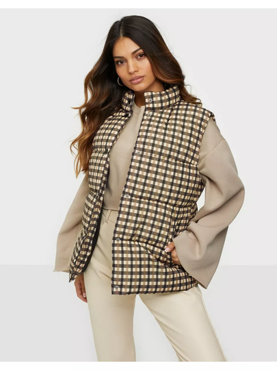 Pieces Pcdion Vest D2D Black Brown Check
