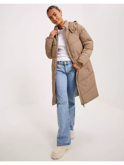 Pieces Pcjamilla Long Puffer Jacket Noos B Silver Mink