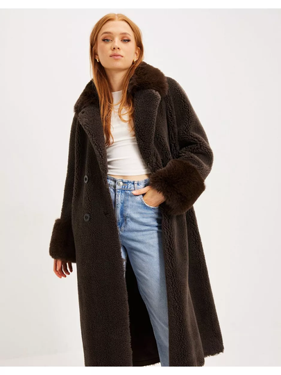 American Dreams Fiona Wool Coat Long Chocolate Brown