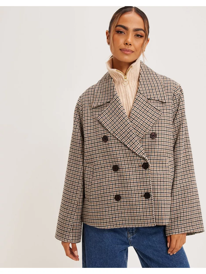 Object Collectors Item Objkeily Short Jacket 123 Sepia Check