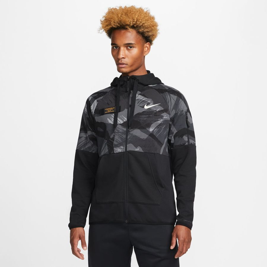 Nike Huppari Dri-FIT Fleece Camo - Musta/Valkoinen