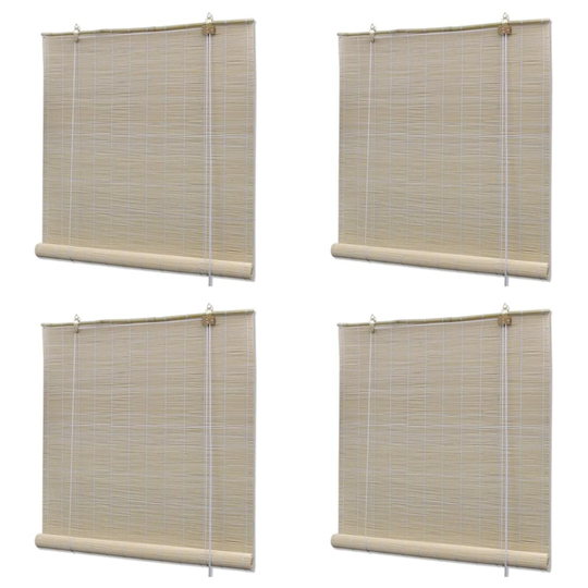 vidaXL Luonnolliset bambu rullaverhot 4 kpl 120x160 cm
