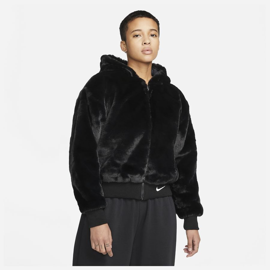 Nike Sportswear Essentials Women's Faux Fur Jacket, koko Large