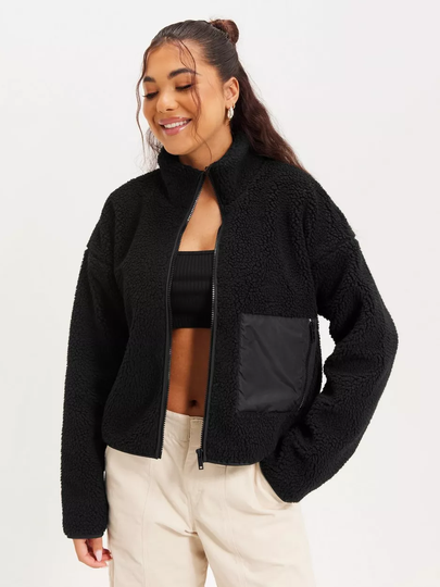 Noisy May - Teddytakit - Black Dtm Lining - Nmkian L/S Teddy Jacket S - Takit