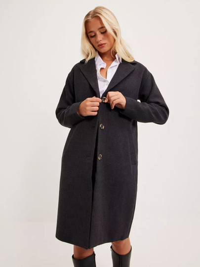 Pieces - Pitkät takit - Dark Grey Melange - Pcalice Ls Wool Jacket Ar Kac - Takit - coats