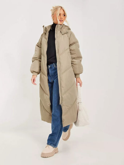 Pieces - Pitkät takit - Silver Mink - Pcfelicity Long Puffer Jacket - Takit - coats