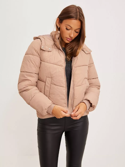 Pieces - Puffer-takit - Silver Mink - Pcjamilla Short Puffer Jacket Noos - Takit