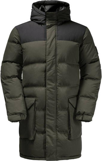 Men's Alex Long Down Jacket Tummanvihreä XXXL