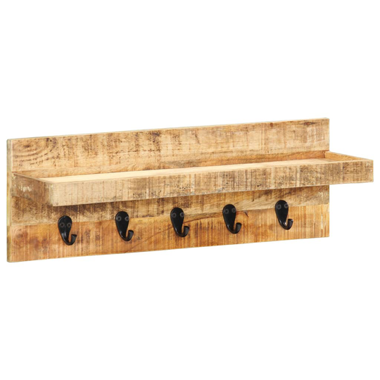 vidaXL Seinälle kiinnitettävä naulakko 60x15x20 cm karkea mangopuu