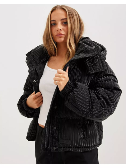 Sixth June Puffer W/ Ribbed Iridescent Black