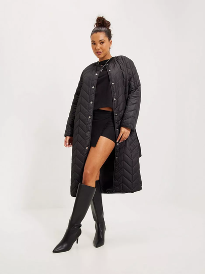 Pieces - Tikkitakit - Black - Pcfawn Long Quilted Jacket - Takit