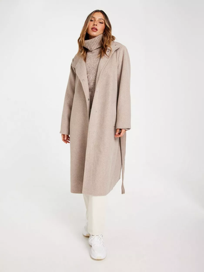 Vero Moda - Pitkät takit - Silver Mink Melange - Vmtwodope Vera Long Wool Coat Ga No - Takit - coats