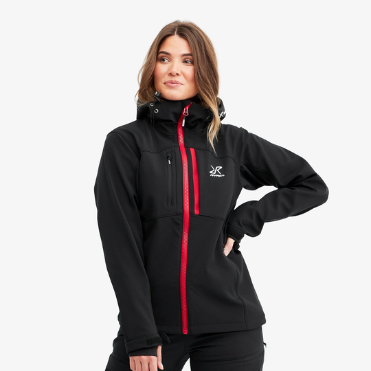Hiball Jacket Naiset Black/Red, Koko:L - > Takit > Softshell-takit