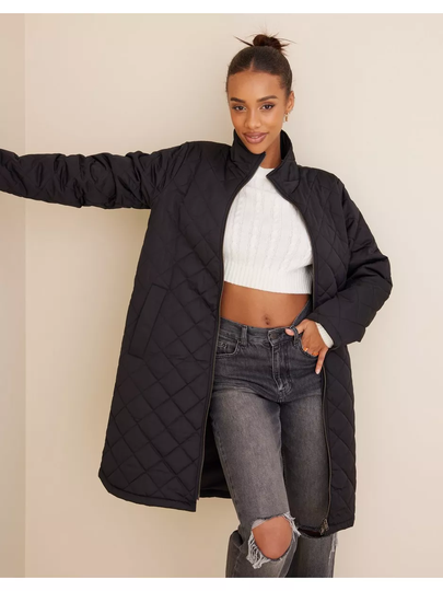 Selected Femme Slffilly Quilted Coat B Noos Black