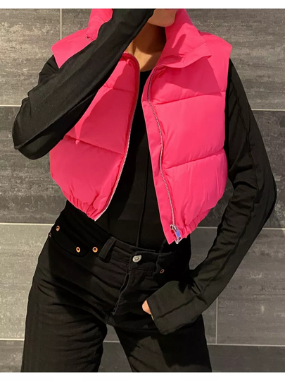 NLY Trend Cropped Puffer Vest Vaaleanpunainen