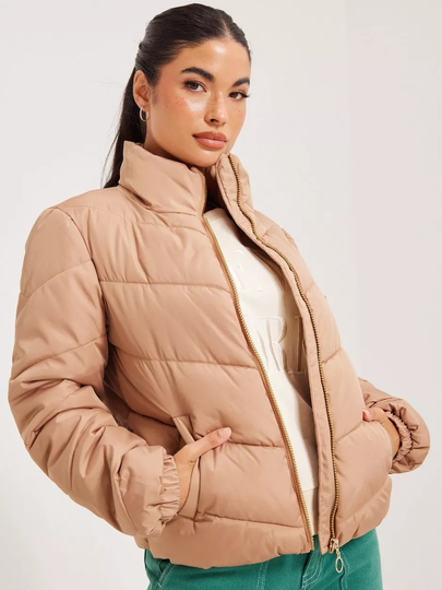 JdY - Puffer-takit - Beaver Fur Light Gold Zip - Jdyfinno Short Padded Jacket Otw Ha - Takit