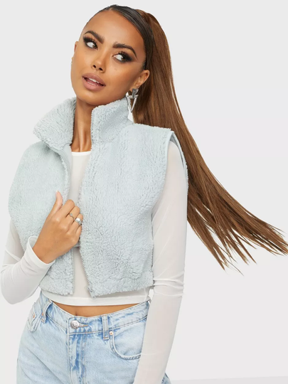 NLY Trend - Teddytakit - Sininen - Cropped Teddy Vest - Takit