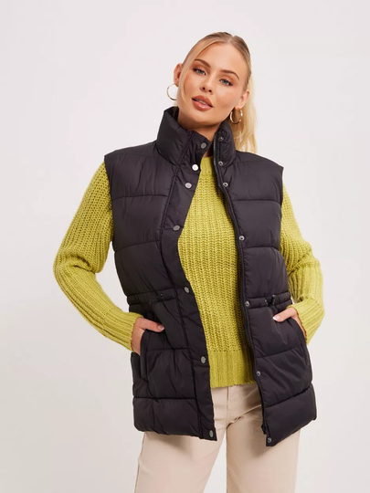Vila - Liivit - Black - Vinessi Short Waistcoat/Ln - Takit - Vests