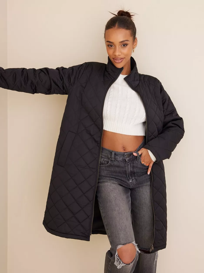 Selected Femme - Pitkät takit - Black - Slffilly Quilted Coat B Noos - Takit - coats
