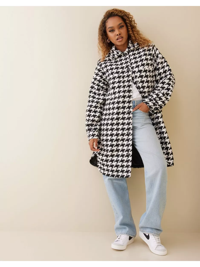 Missguided Houndstooth Longerline Shacket Black