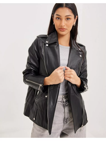 Selected Femme Slfmadison Leather Jacket B Noos Black